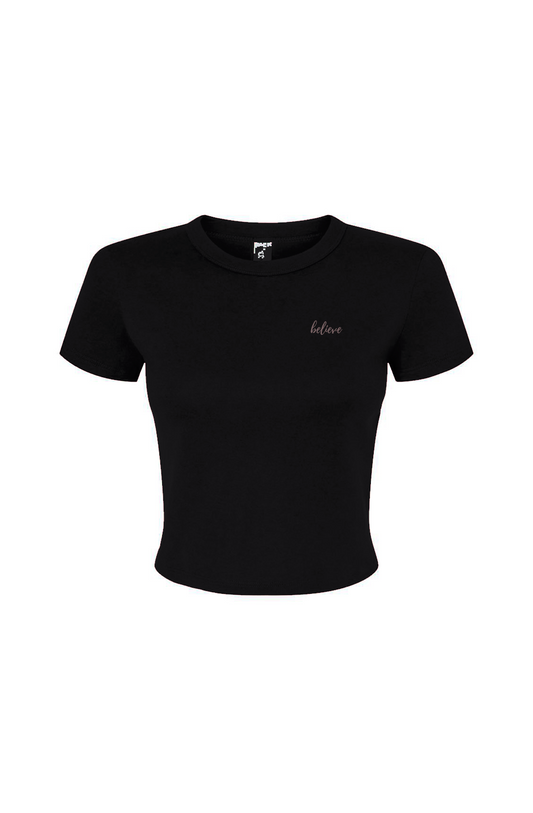 Women's believe Micro Rib Baby Tee